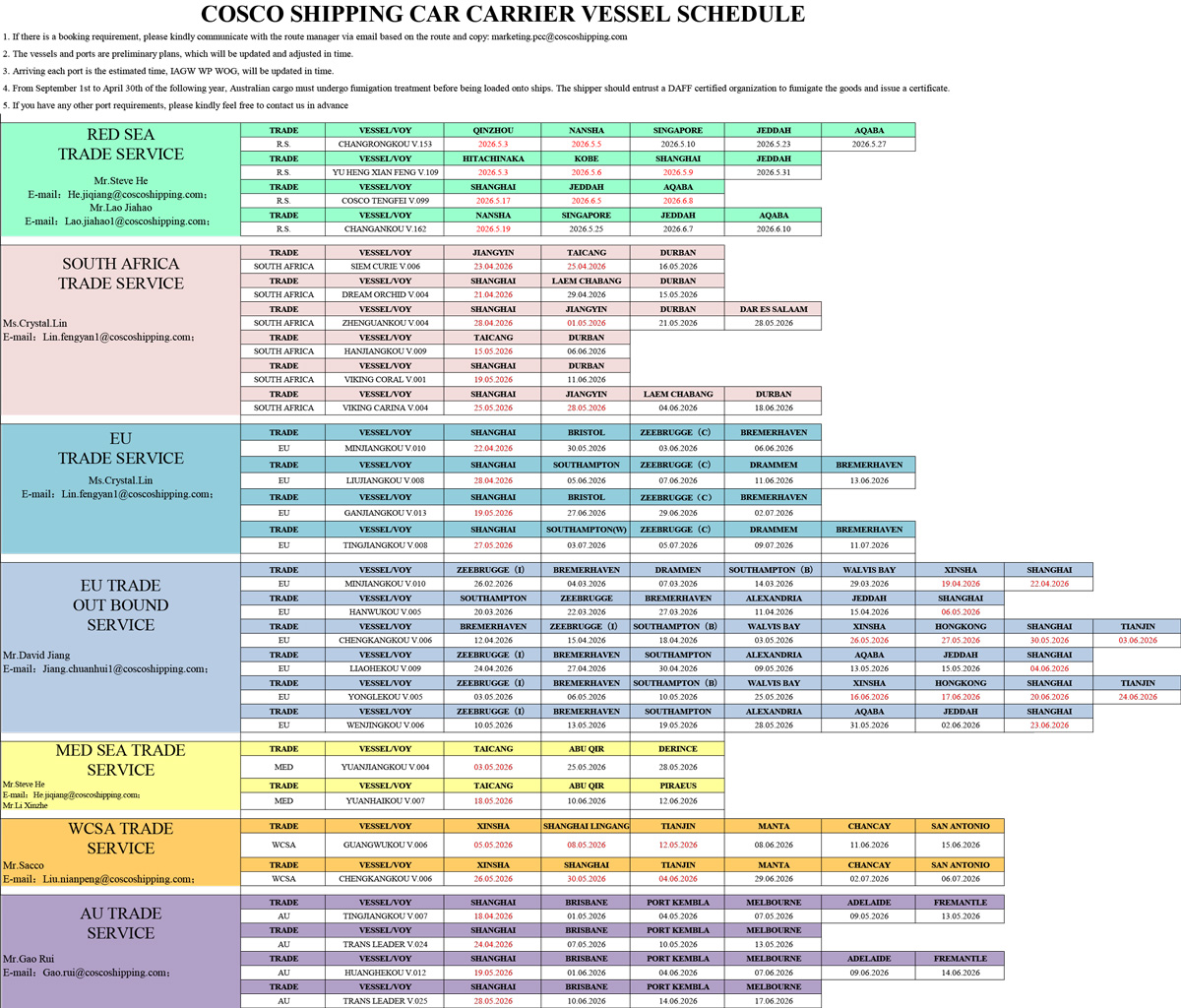 Shipexpress Sailing Schedule